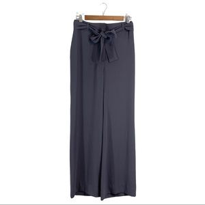 Aritzia Babaton Quillian Pants Charcoal Gray Tie Waist Wide Leg, Size 6